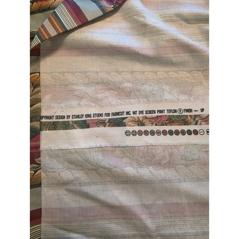 Fabricut Stanley King Studio Floral Stripe Tablecloth FrencCountry Teflon 102x55 - Picture 5 of 5
